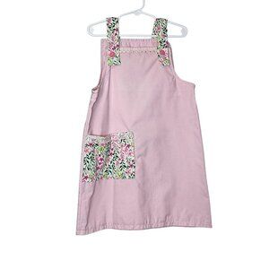 Homemade Pink Floral‎ Pocket Apron Dress Lace Ribbon Trim Ditzy Floral size 10